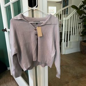 Lilac purple button up collared sweater